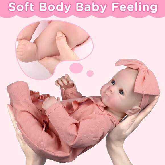 18-inch Toddlers Reborn Real Life Reborn Baby Doll Bottle Diaper Clothes - Picture 4 of 9